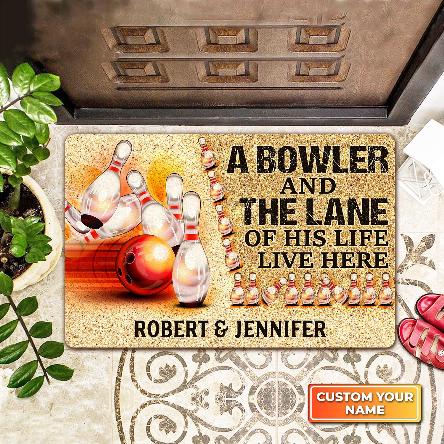 A Bowler And The Lane Of His Life Live Here Personalized Doormat Gift For Bowler