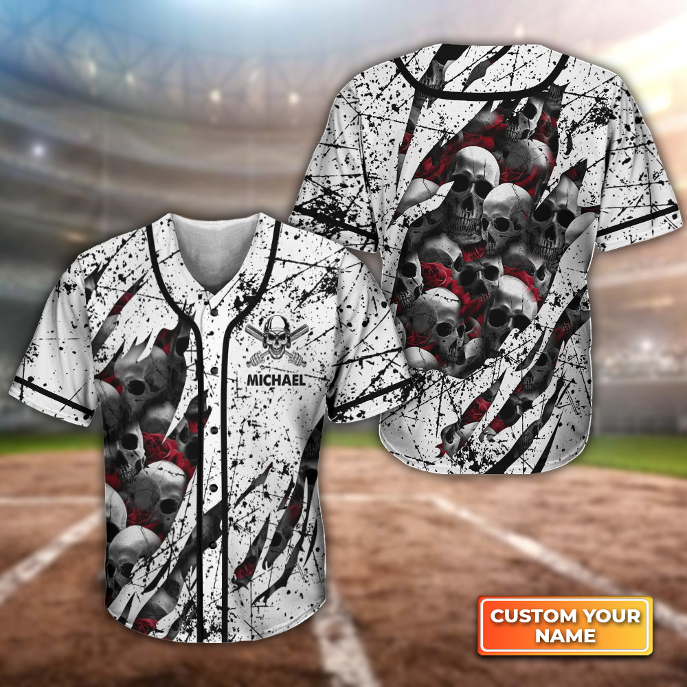 Athlete Baseballskull Personalized 3D Full Print Baseball Jersey, Best Gift For Baseball Player