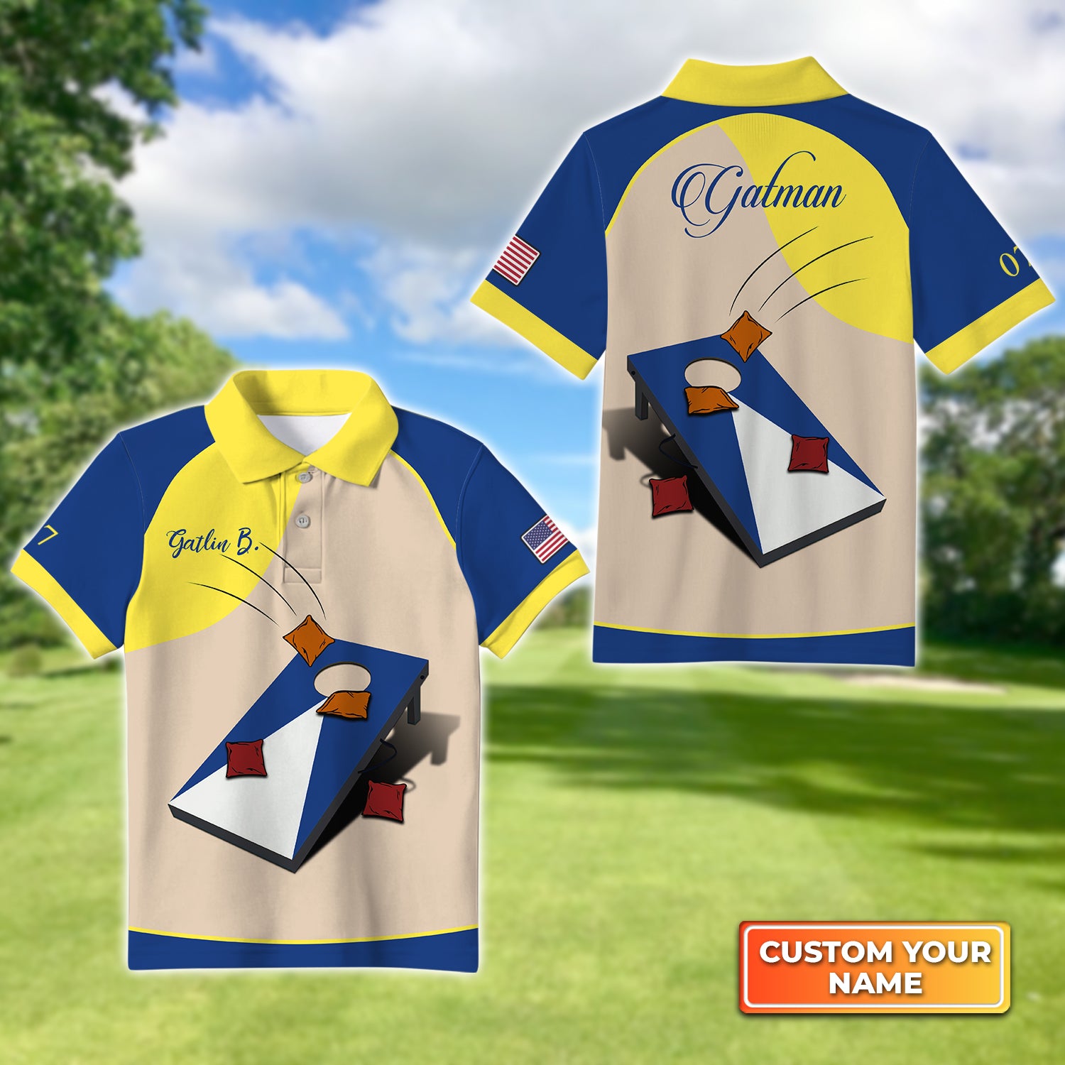 Gatlin B. Cornhole 3D Kid's Polo Shirt - QB95