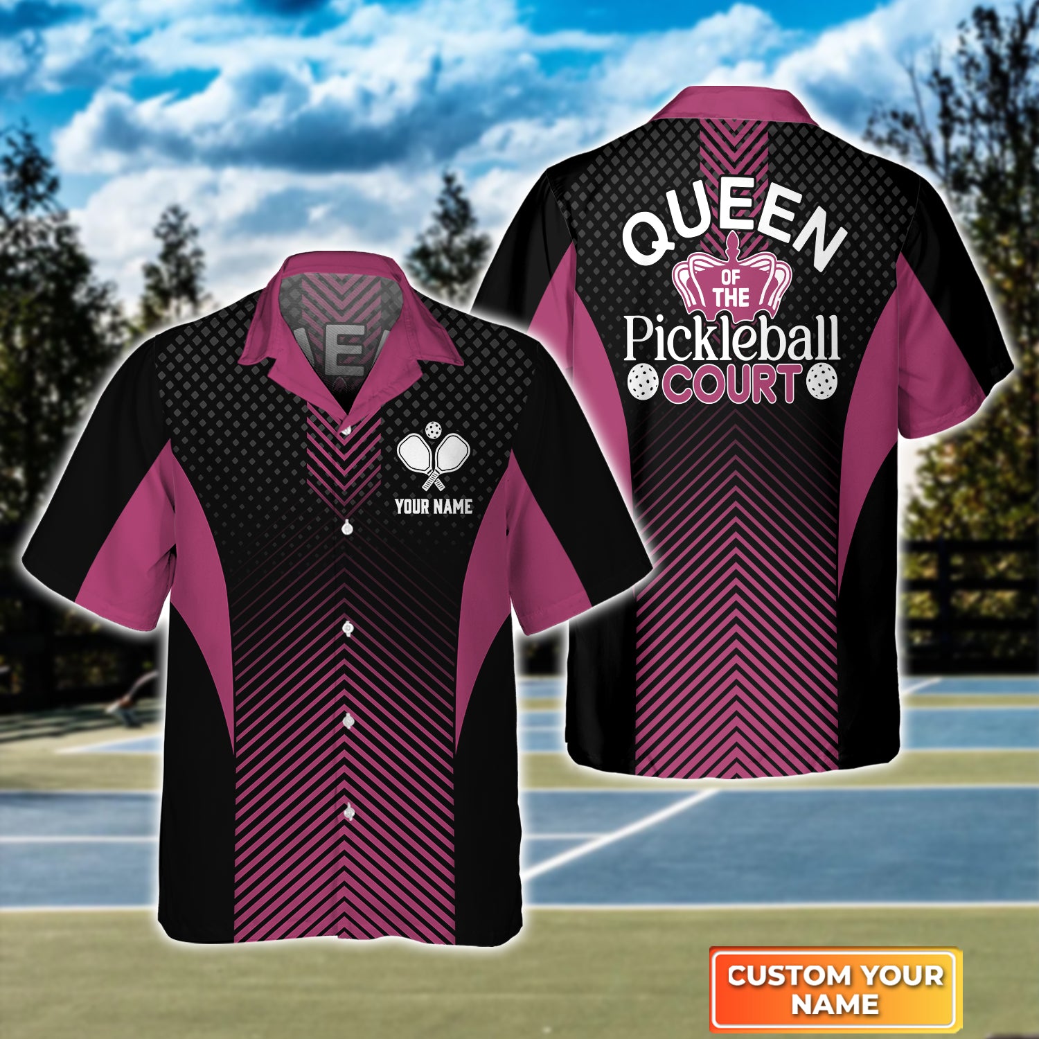 Queen Of The Pickleball Court Personalized Name 3D Hawaiian Shirt QB95 Gift For Pickleball Player