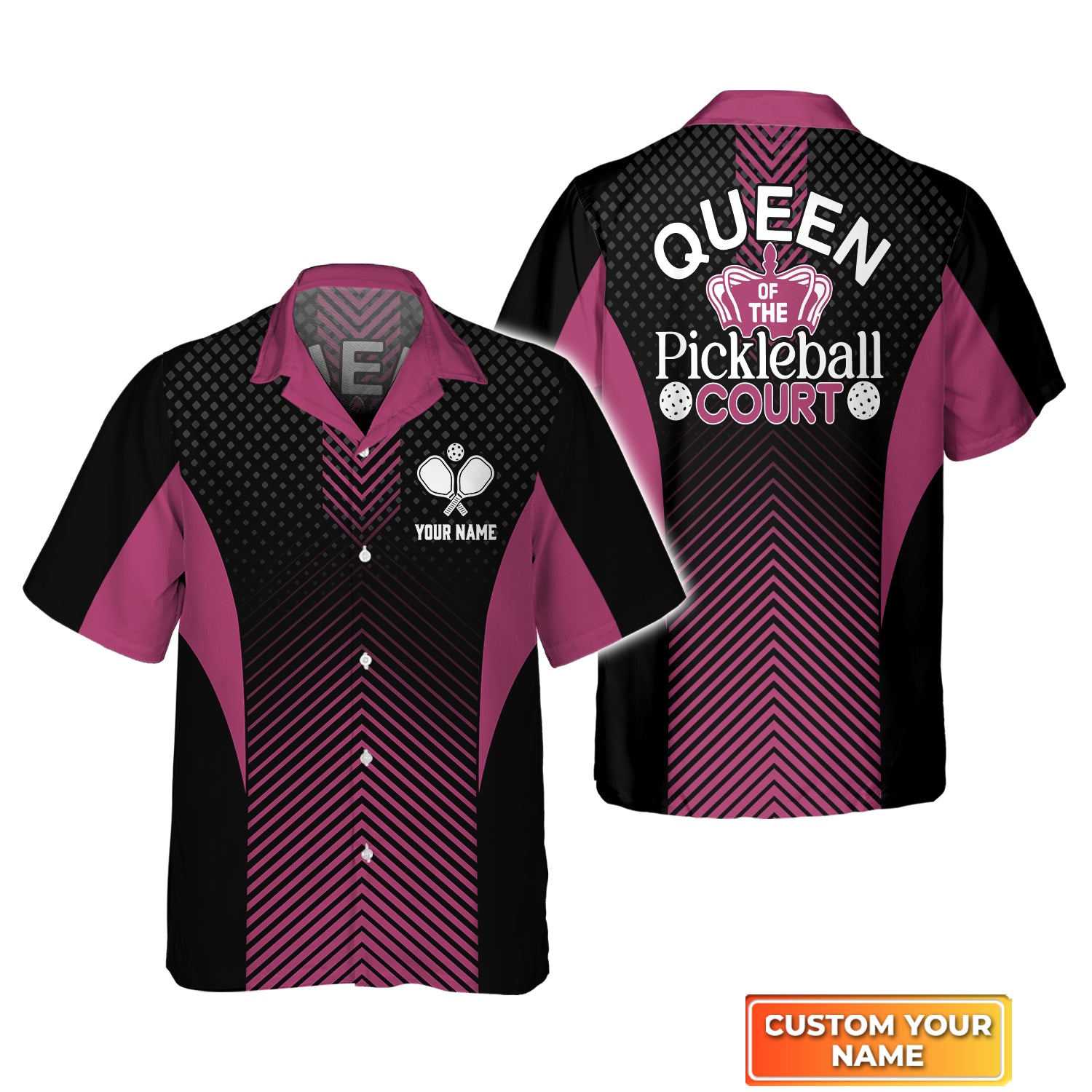 Queen Of The Pickleball Court Personalized Name 3D Hawaiian Shirt QB95 Gift For Pickleball Player