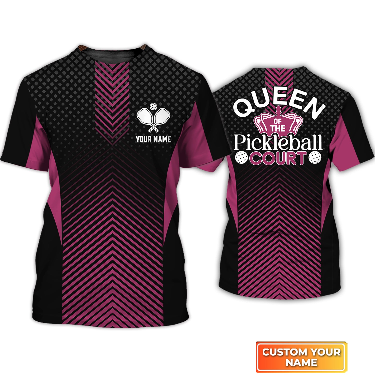 Queen Of The Pickleball Court Personalized Name 3D Tshirt QB95 Gift For Pickleball Player