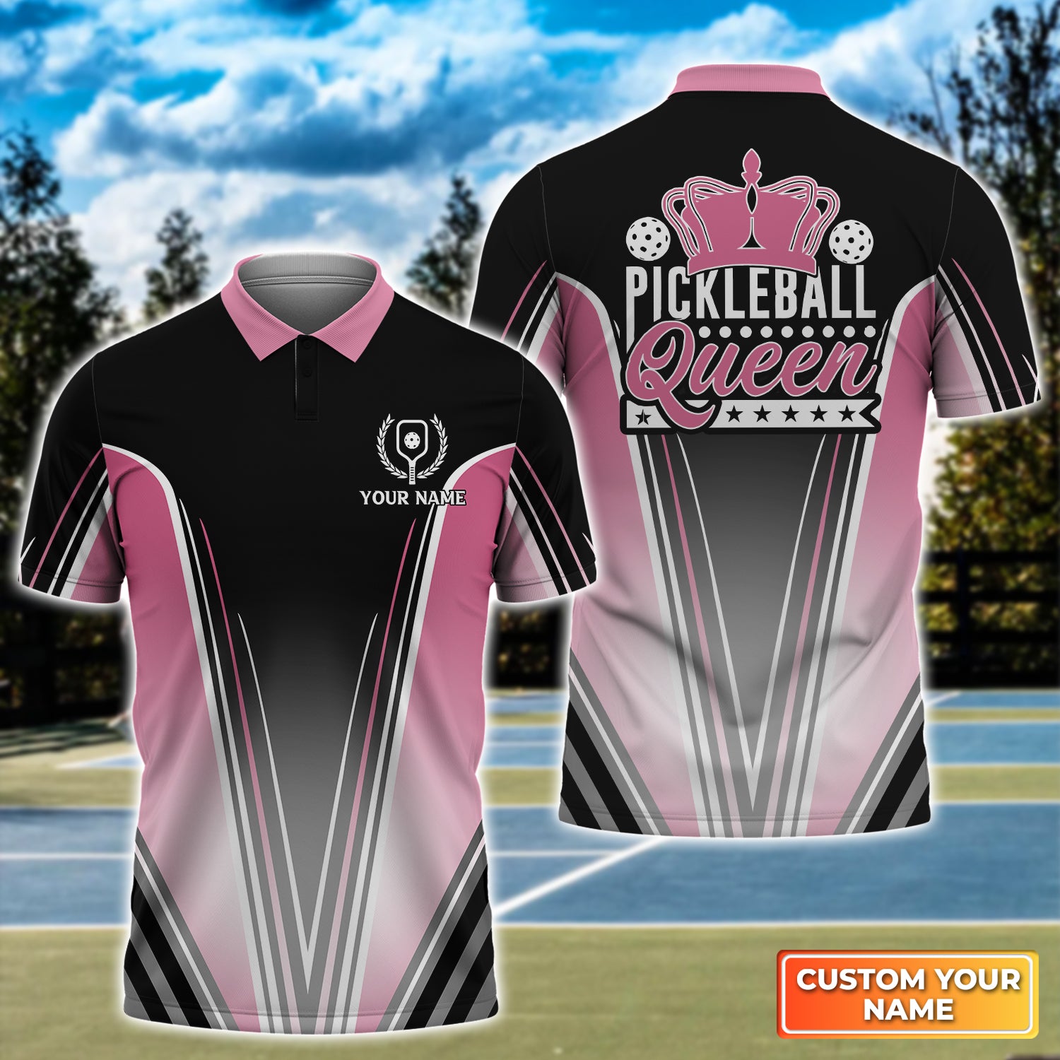 Pickleball Queen Personalized Name 3D Polo Shirt QB95 Gift For Pickleball Player