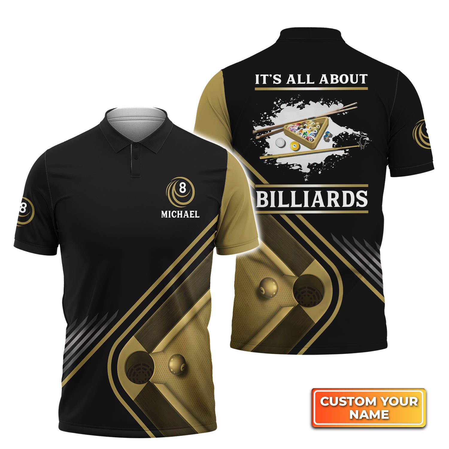 It’s All About Billiards Personalized Name 3D Polo Shirt Gift For Billiard Players QB95