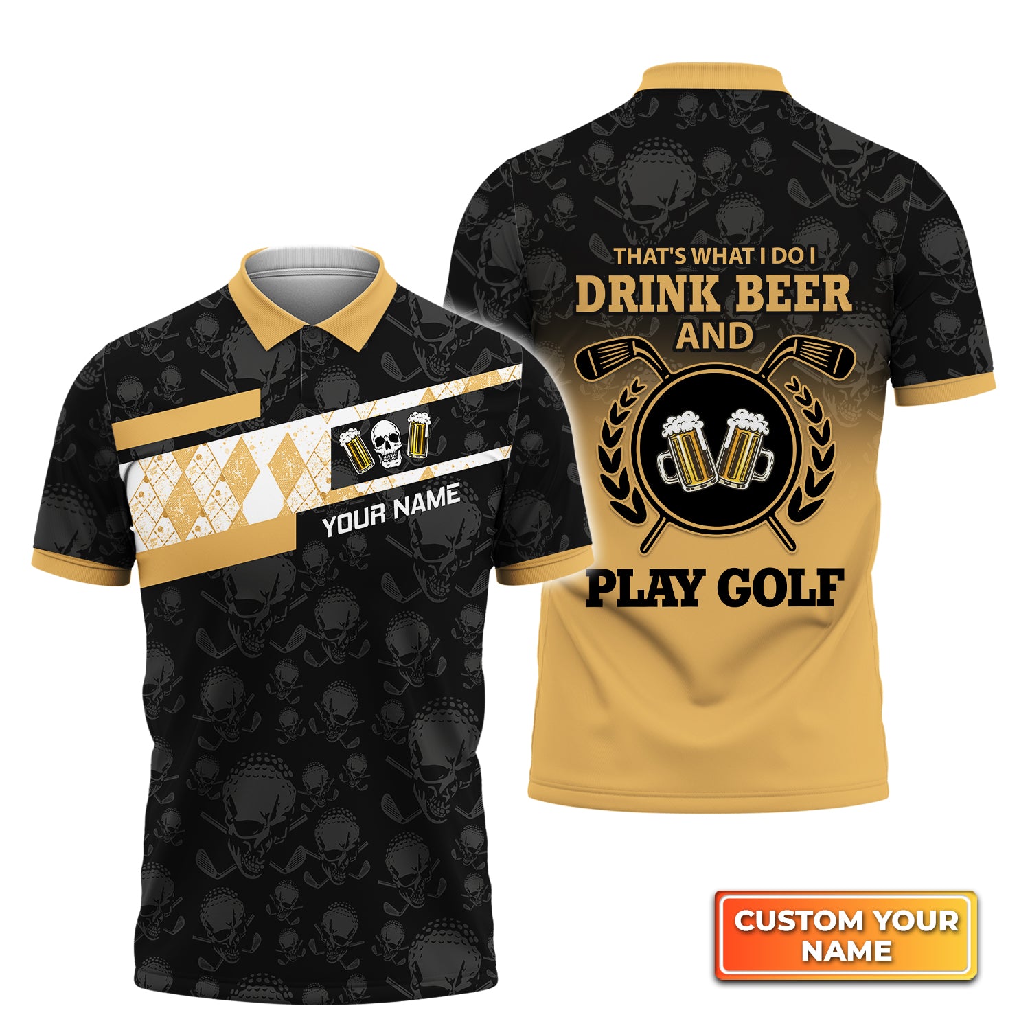 I Drink Beer And Play Golf - Personalized Name 3D Polo Shirt Gift For Golfers QB95