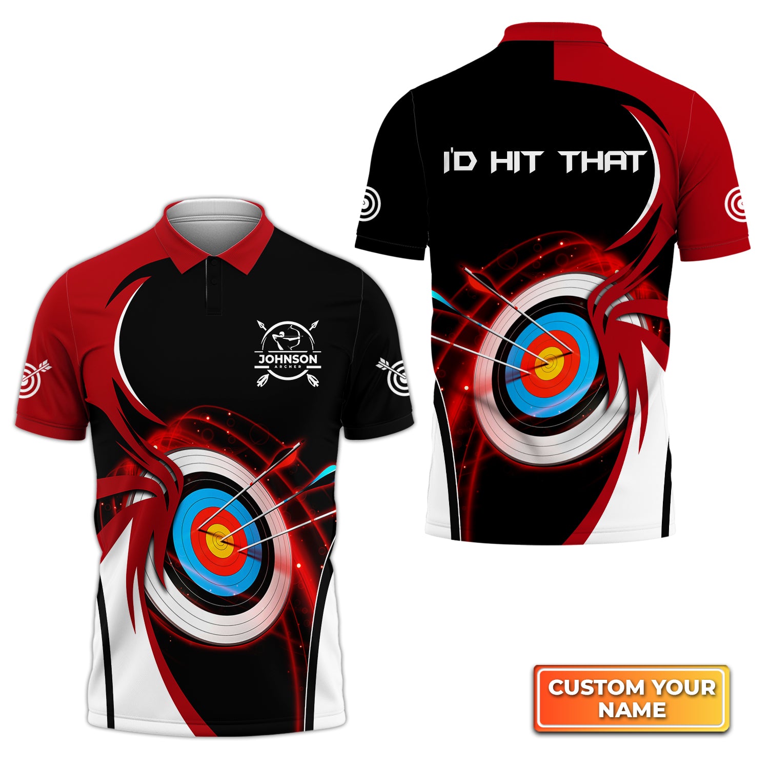 Archery Target I'd Hit That Personalized Name 3D Polo Shirt QB95 Gift For Archer