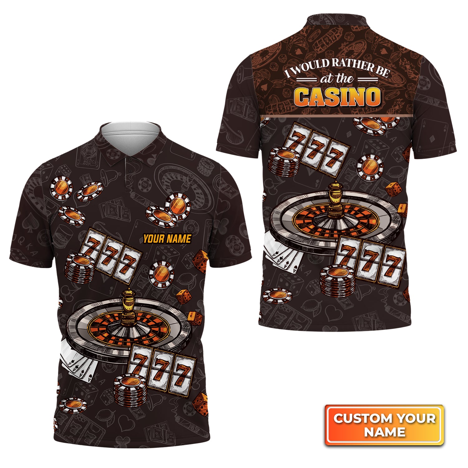 I Would Rather Be at the Casino Personalized Name 3D Polo Shirt Gift For Poker Players QB95