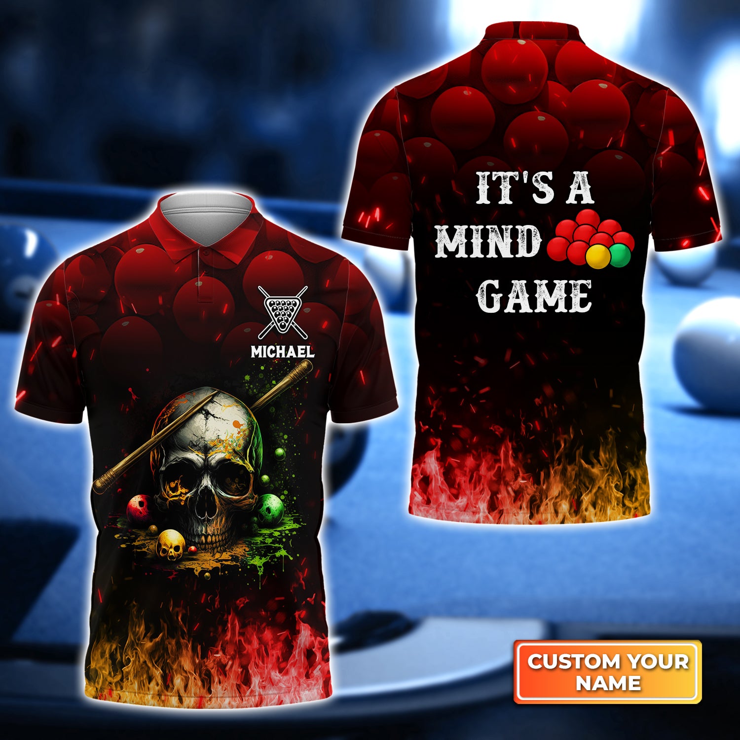 Billiard Snooker It's A Mind Personalized Name 3D Polo Shirt Gift For Billiard Players QB95