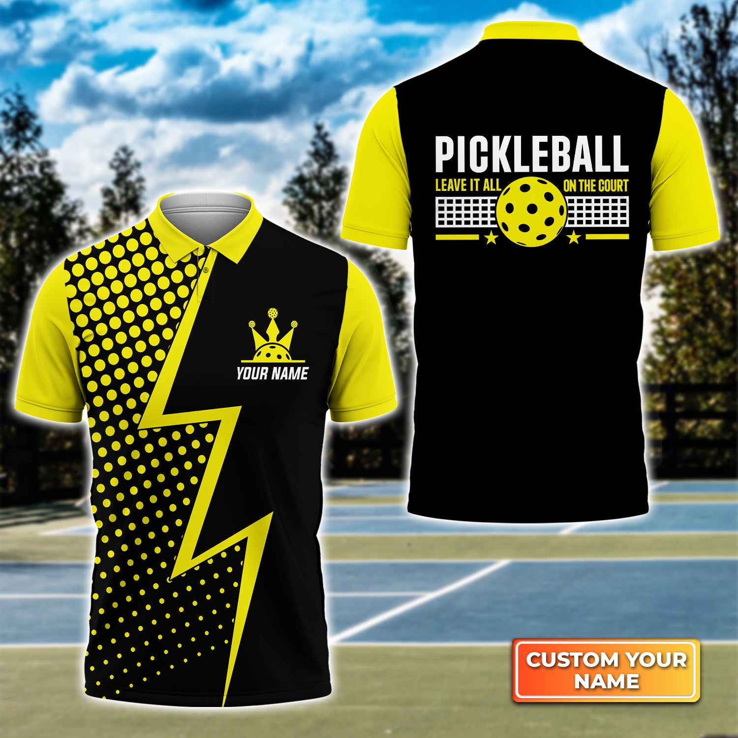 Pickleball Leave It All On The Court Personalized Name 3D Polo Shirt QB95 Gift For Pickleball Player
