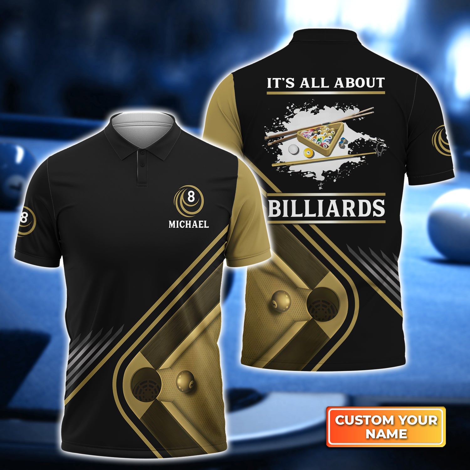 It’s All About Billiards Personalized Name 3D Polo Shirt Gift For Billiard Players QB95