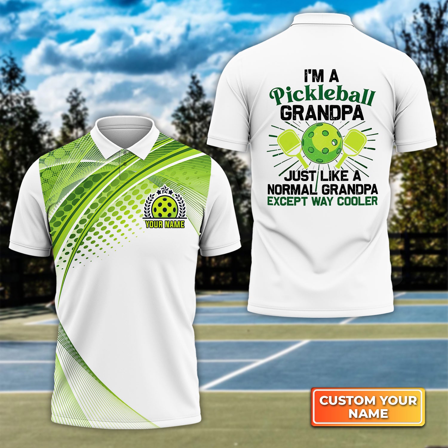 Pickleball Grandpa Like Normal Grandpa Personalized Name 3D Polo Shirt QB95 Gift For Pickleball Player