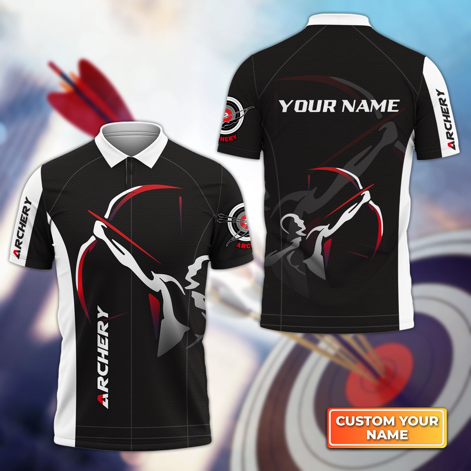 National Archery Team Personalized Name 3D Polo Shirt QB95 Gift For Archer