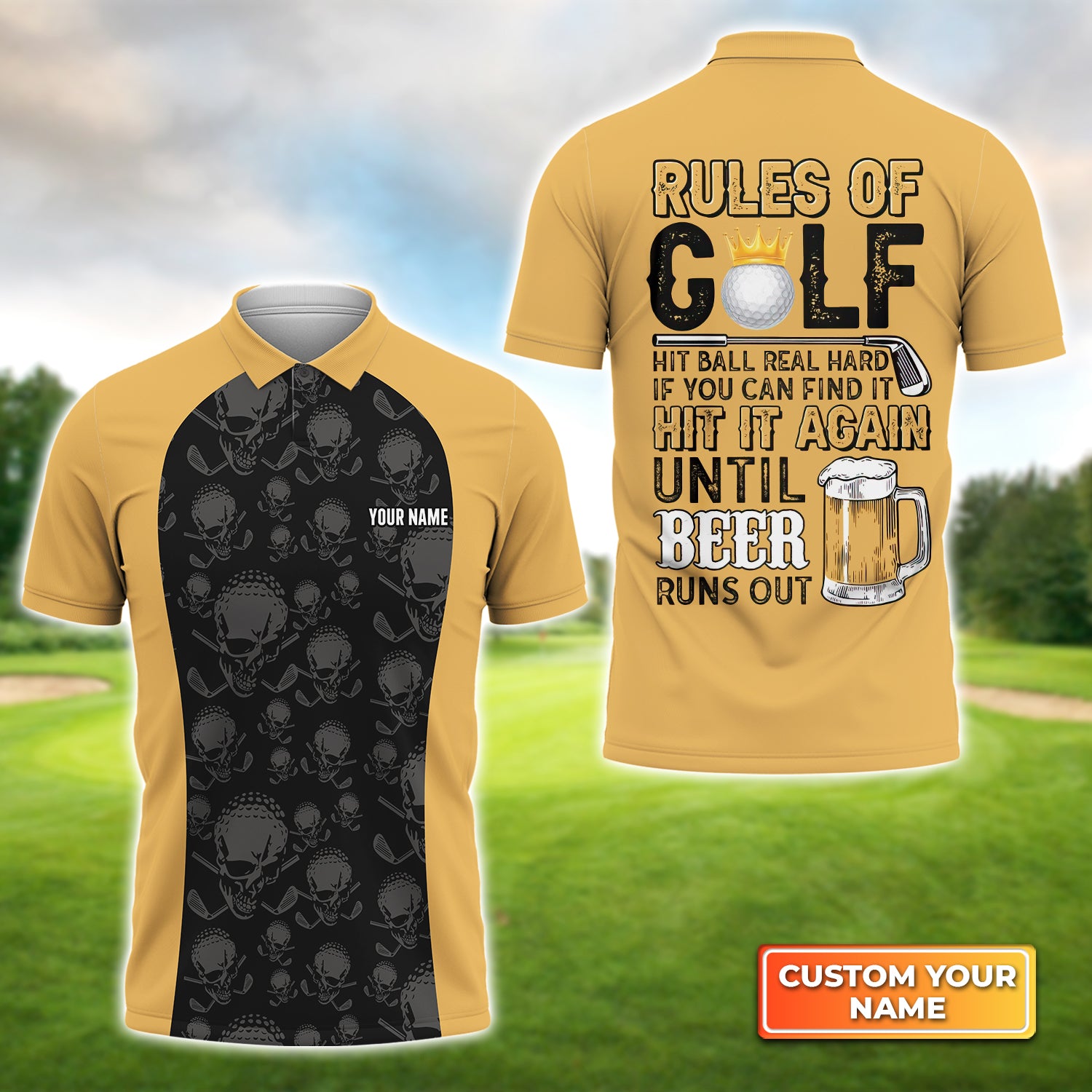 Rules of Golf - Personalized Name 3D Polo Shirt Gift For Golfers QB95