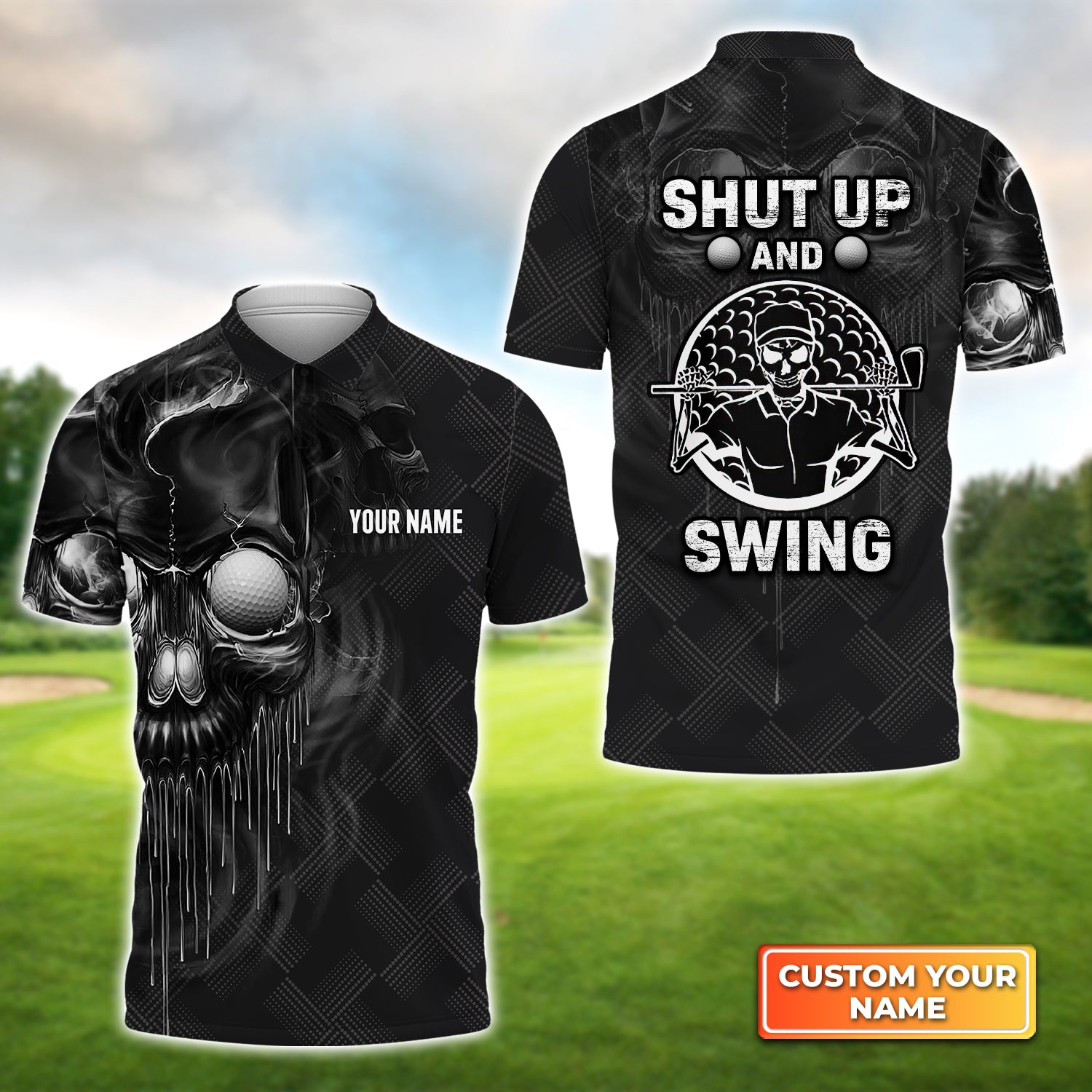 Golf Shut Up And Swing - Personalized Name 3D Polo Shirt Gift For Golfers QB95