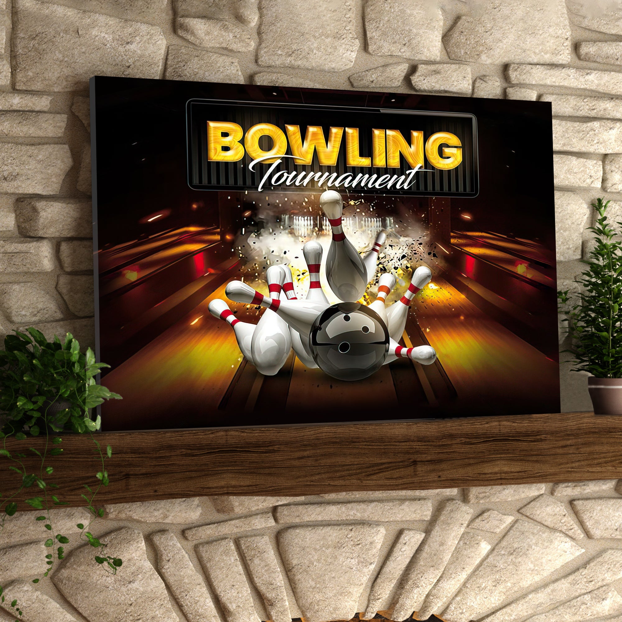 Bowling Pin And Ball Graphic Printed Canvas Bowl Game Living Room Decor Gift For Bowlers