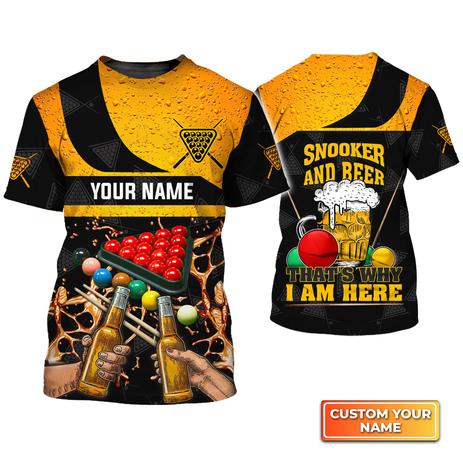 Snooker And Beer That's Why I'm Here Personalized Name 3D Tshirt QB95 Gift Billiard Players