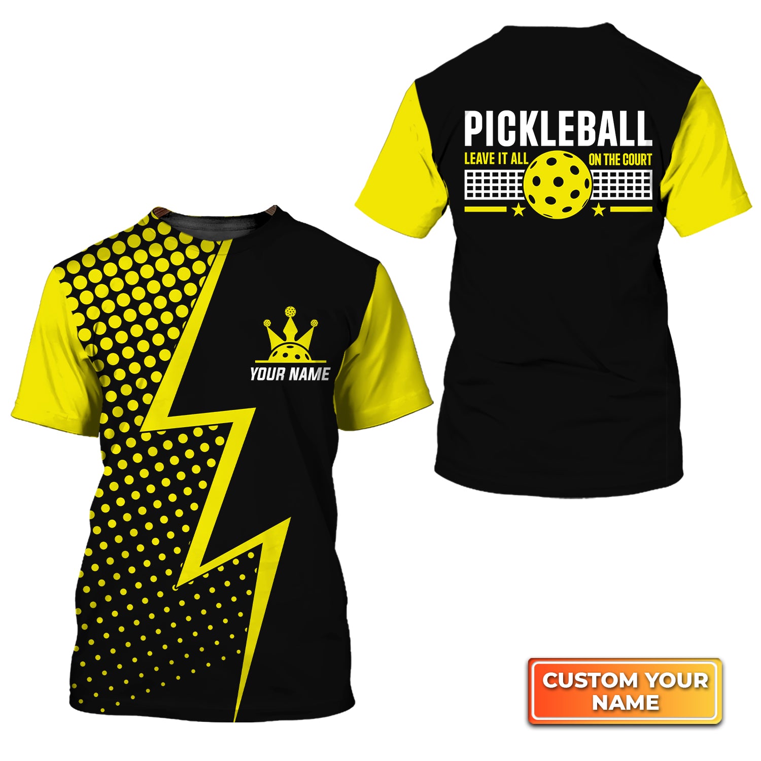 Pickleball Leave It All On The Court Personalized Name 3D Tshirt QB95 Gift For Pickleball Player