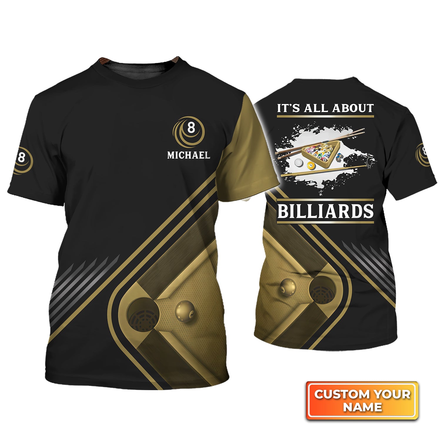It’s All About Billiards Personalized Name 3D Tshirt QB95 Gift Billiard Players