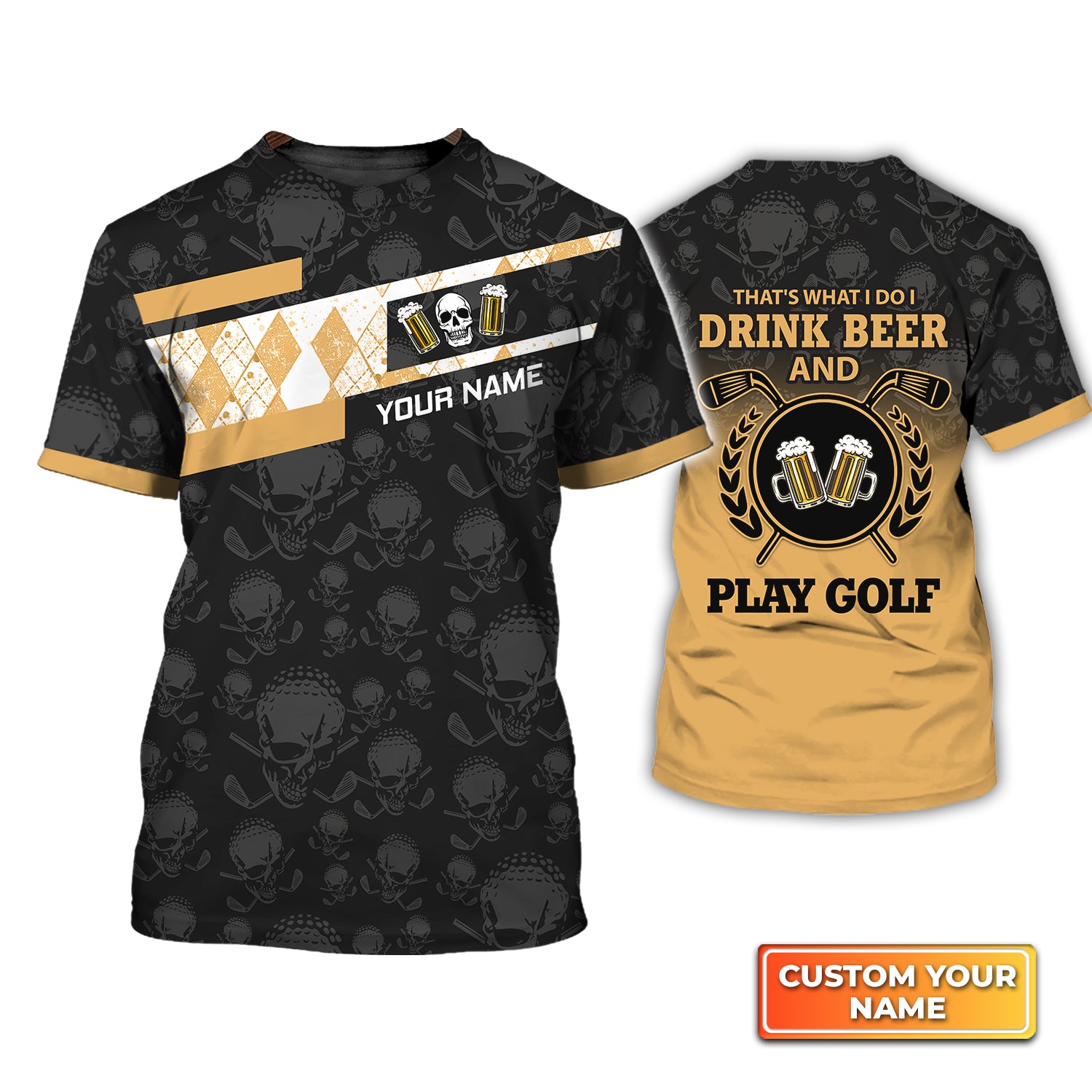 I Drink Beer And Play Golf - Personalized Name 3D Tshirt Gift For Golfer QB95