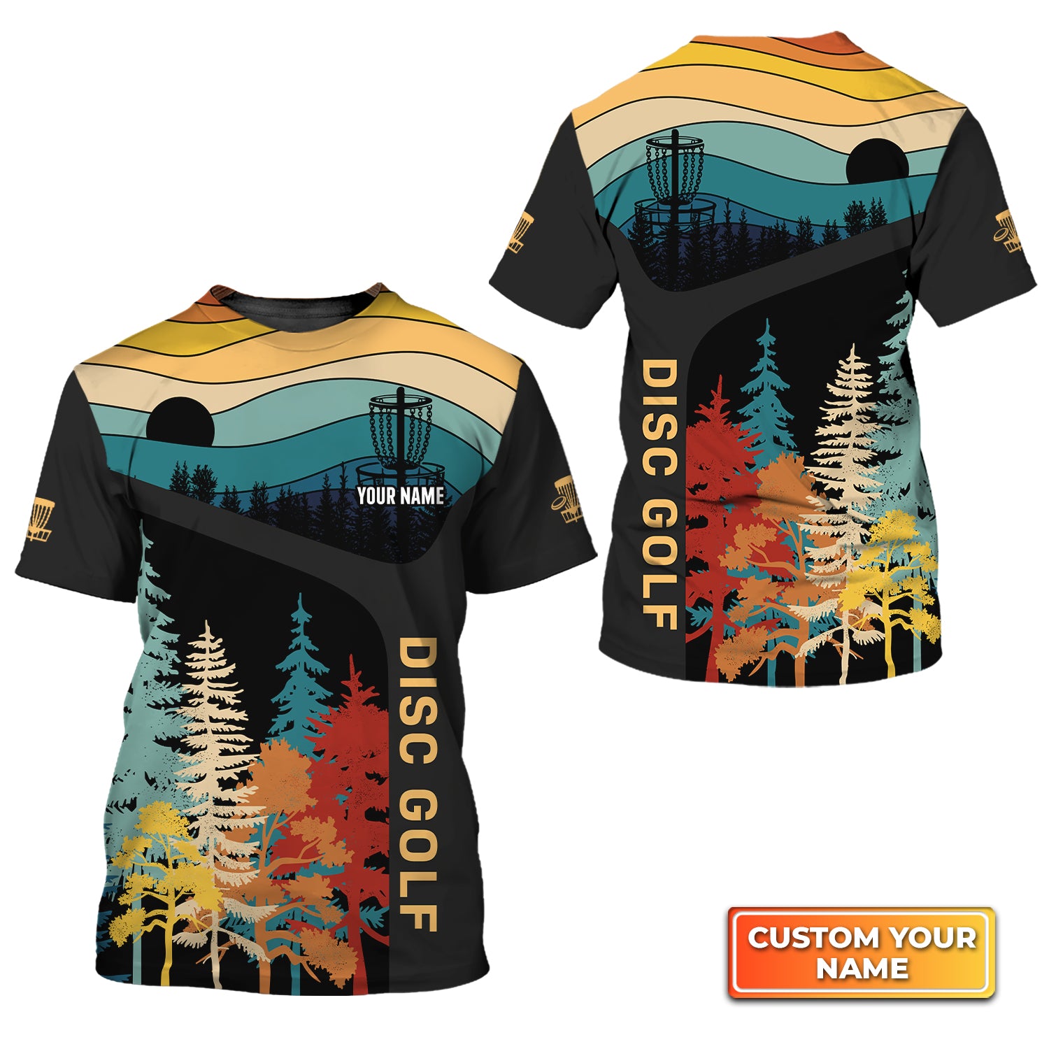 Disc Golf Retro Forest Personalized Name 3D Tshirt QB95 Gift Disc Golf Players