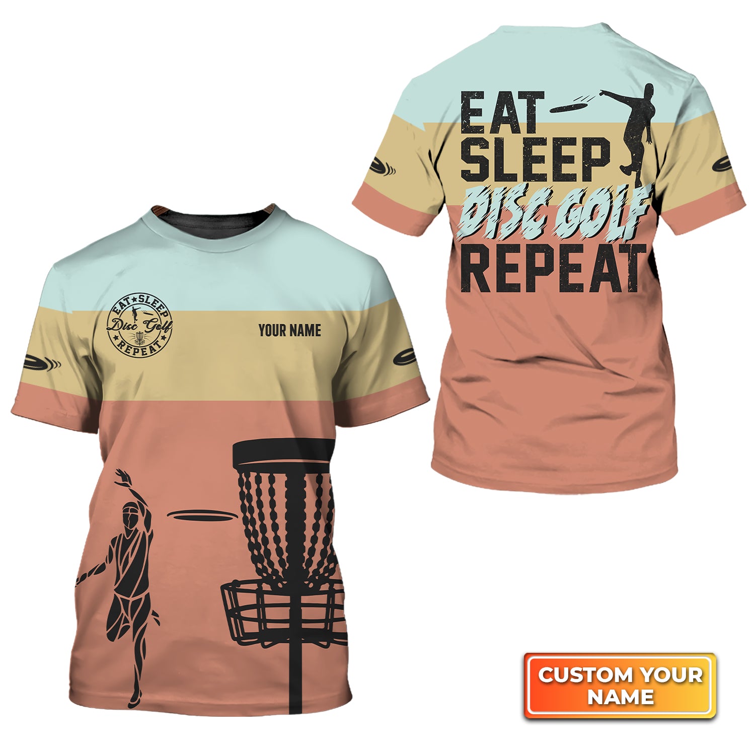 Eat Sleep Disc Golf Repeat Personalized Name 3D Tshirt QB95 Gift Disc Golf Players