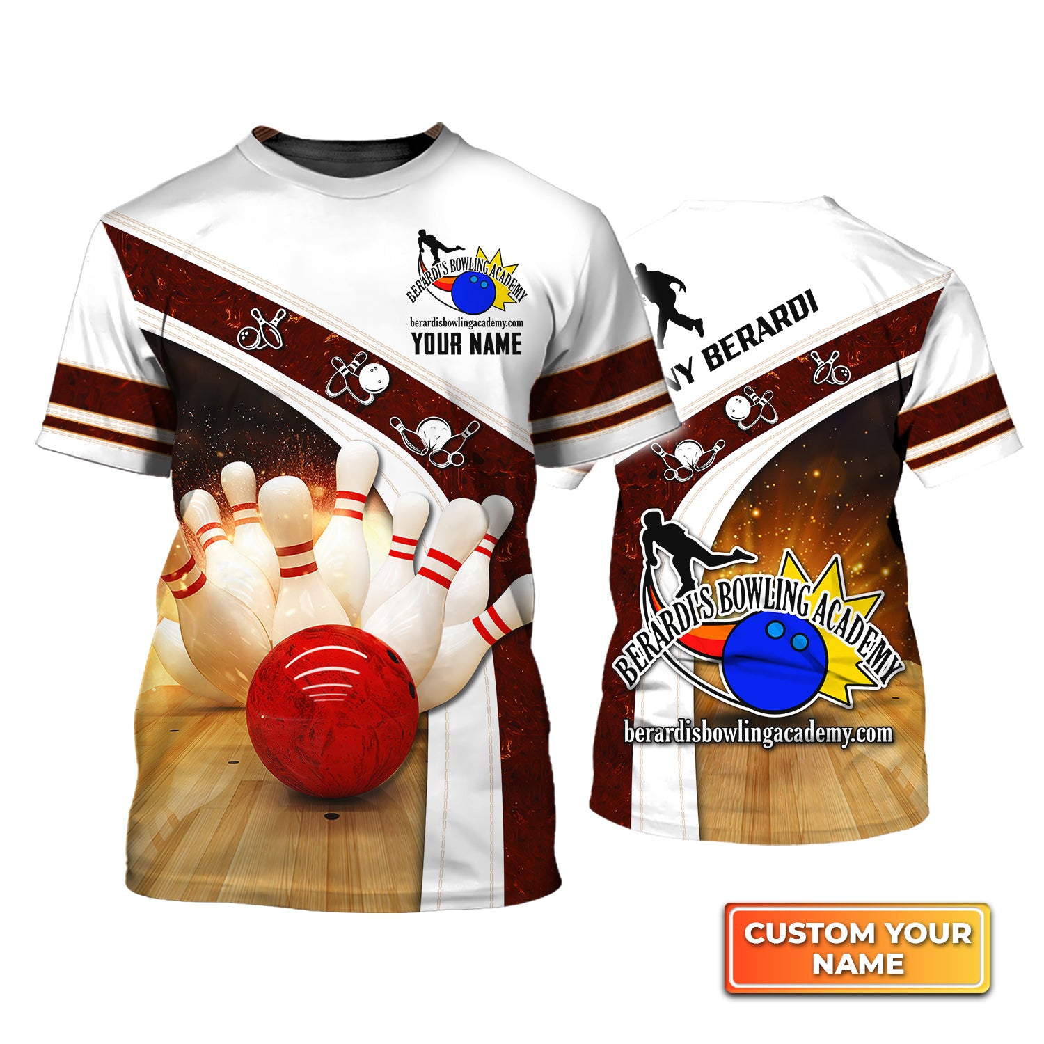 Berardi's Bowling Academy Personalized Name 3D Tshirt QB95 Gift For Bowler