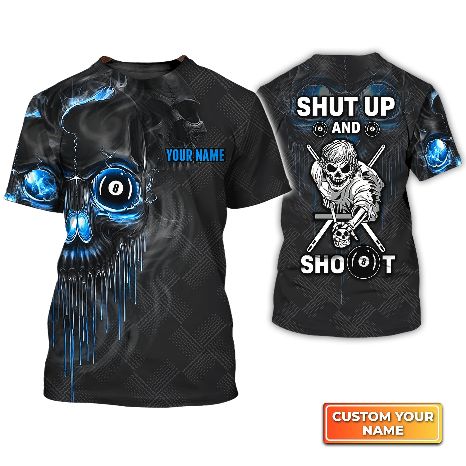 [Blue Version] Pool Shut Up And Shoot Personalized Name 3D Tshirt QB95 Gift Billiard Players