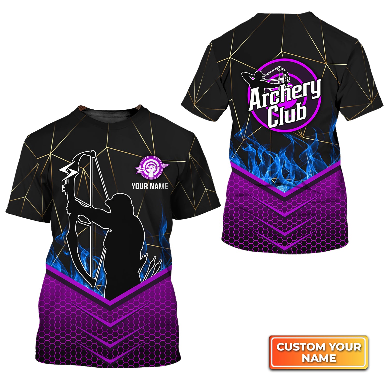 Ancher In Purple Background Archery Club Personalized Name 3D Tshirt QB95 Gift For Archer