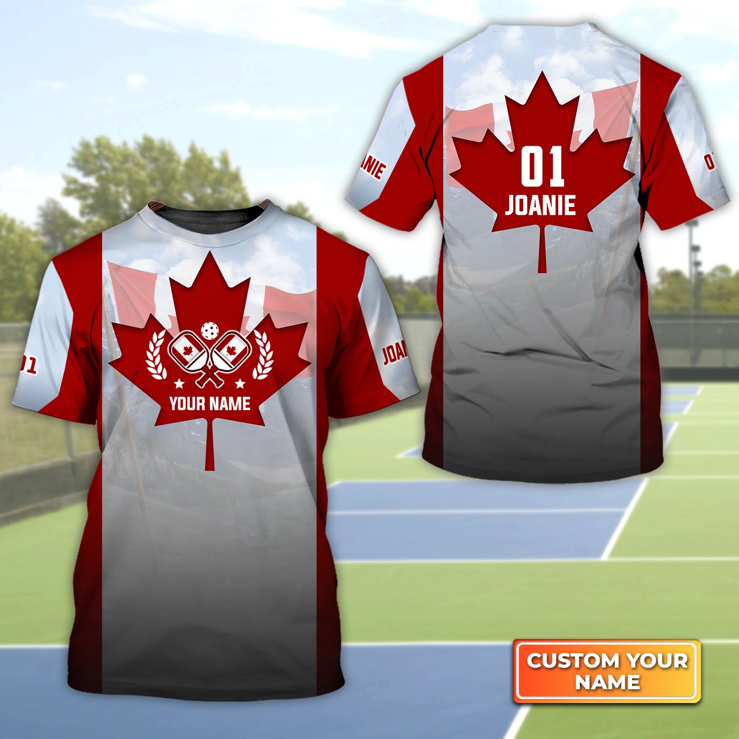 Pickleball Canada Flag Personalized Name 3D Tshirt QB95 Gift For Pickleball Player