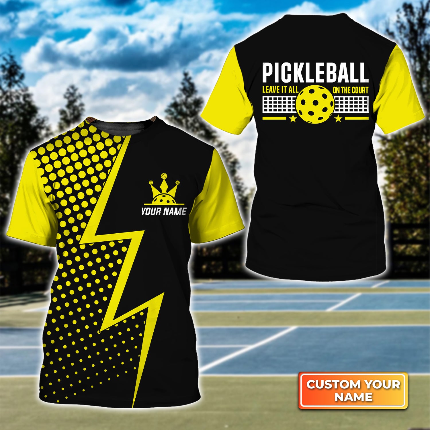 Pickleball Leave It All On The Court Personalized Name 3D Tshirt QB95 Gift For Pickleball Player