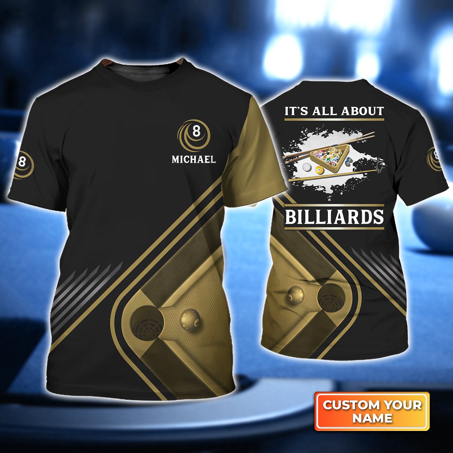 It’s All About Billiards Personalized Name 3D Tshirt QB95 Gift Billiard Players