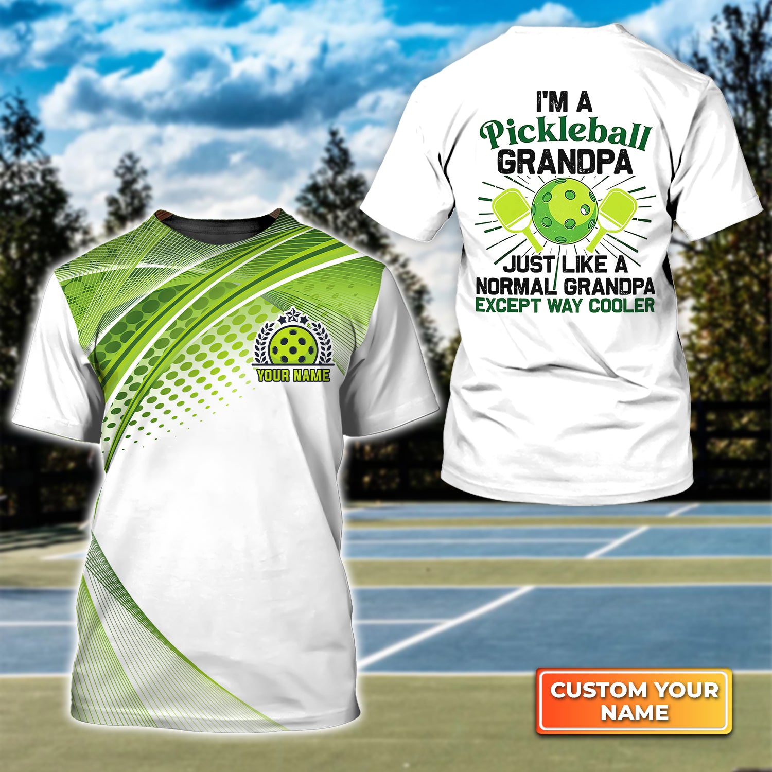 Pickleball Grandpa Like Normal Grandpa Personalized Name 3D Tshirt QB95 Gift For Pickleball Player