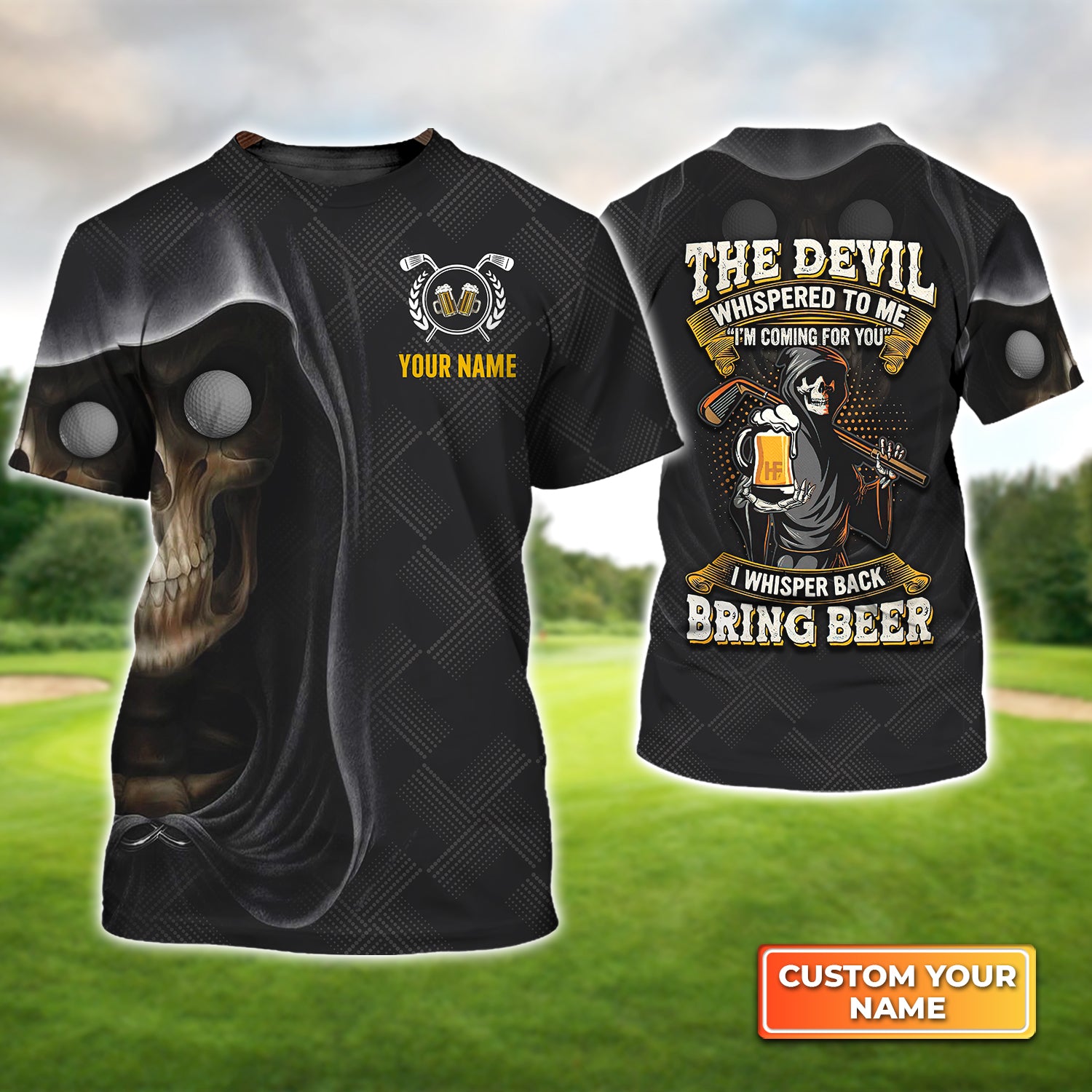 Golf I Whisper Back Bring Beer - Personalized Name 3D Tshirt QB95 Gift For Golfer