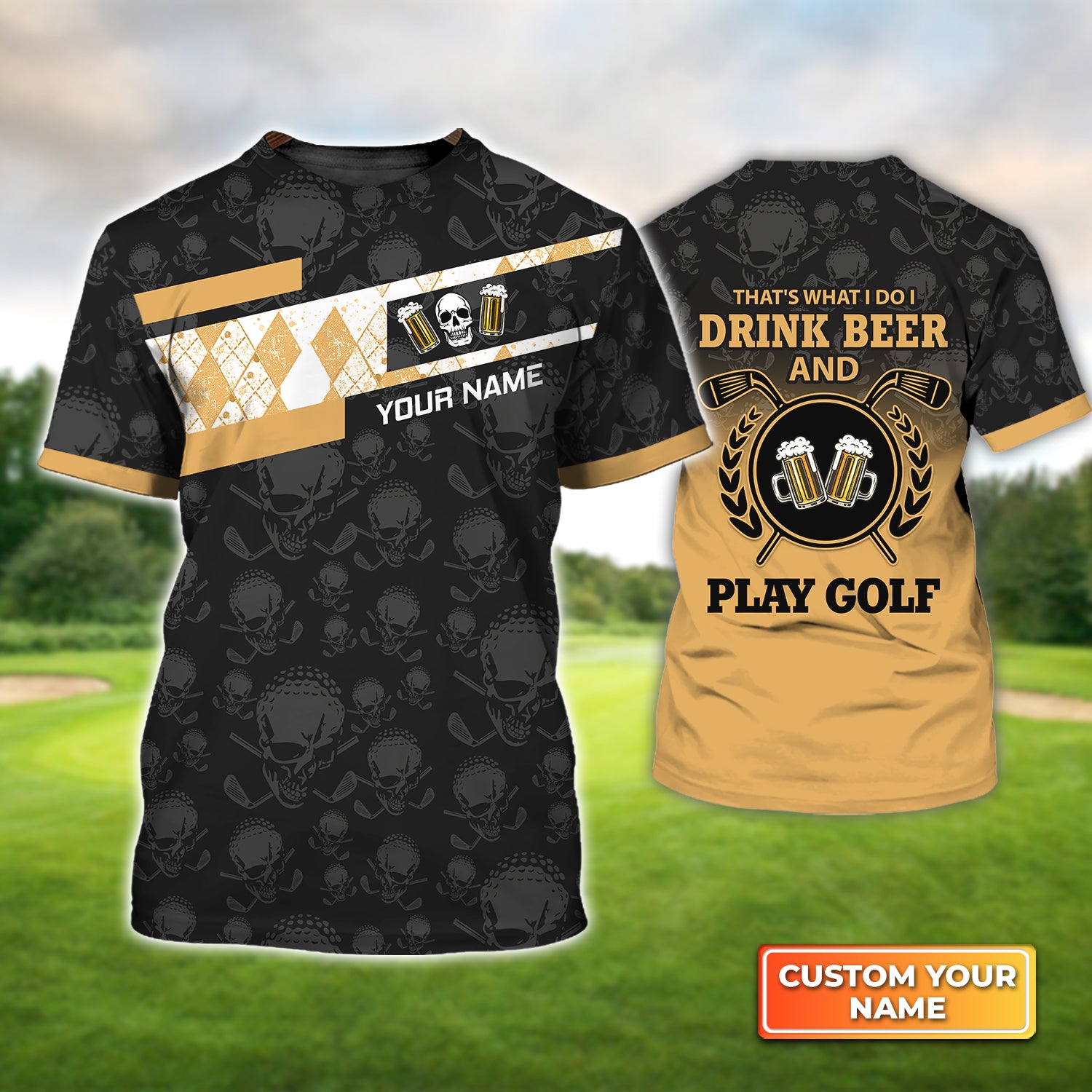 I Drink Beer And Play Golf - Personalized Name 3D Tshirt Gift For Golfer QB95