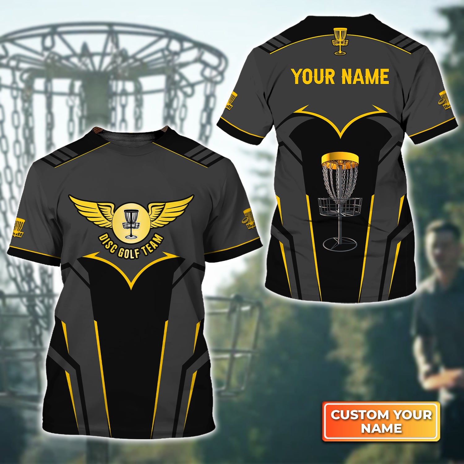 Golden Disc Golf Team Personalized Name 3D Tshirt QB95 Gift Disc Golf Players