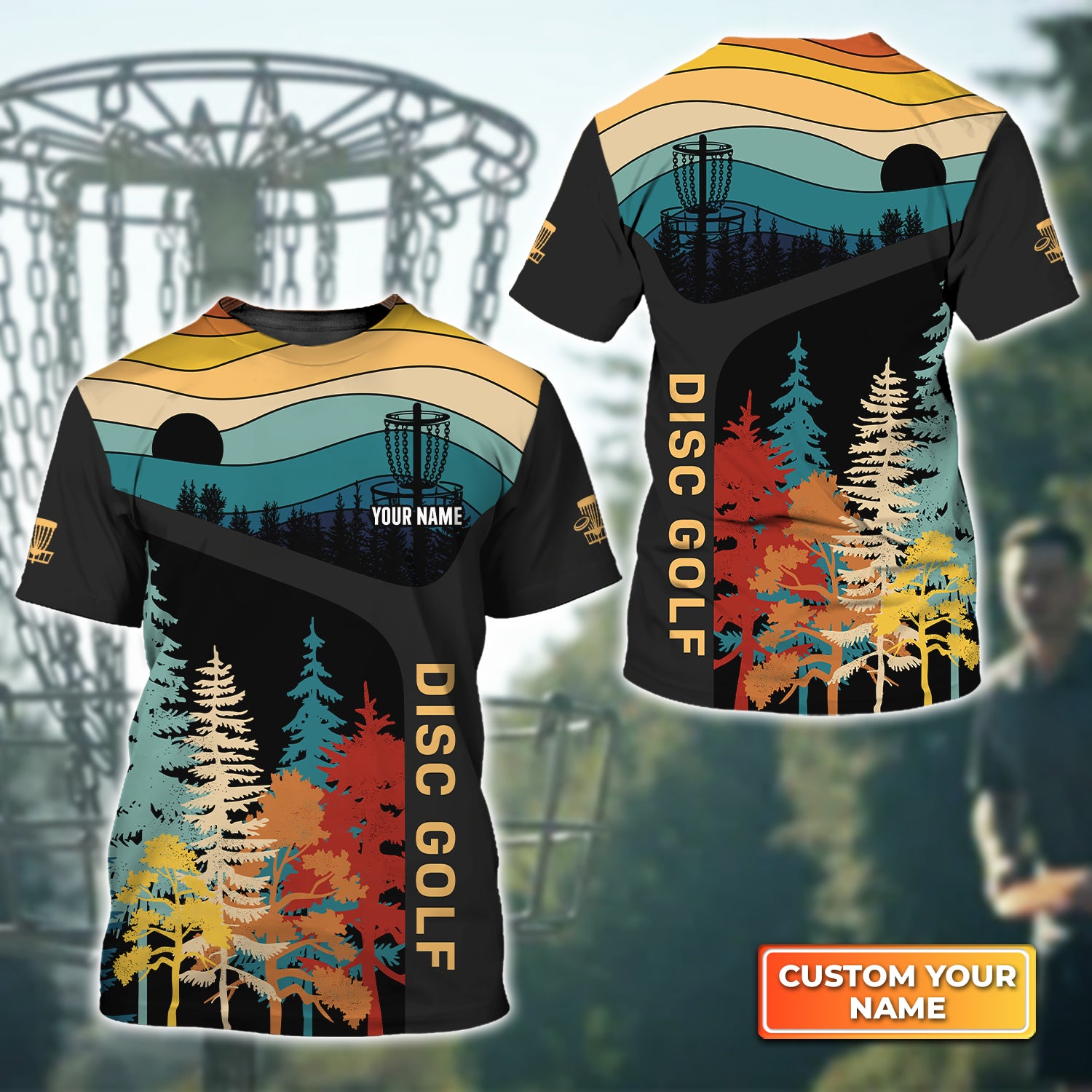 Disc Golf Retro Forest Personalized Name 3D Tshirt QB95 Gift Disc Golf Players