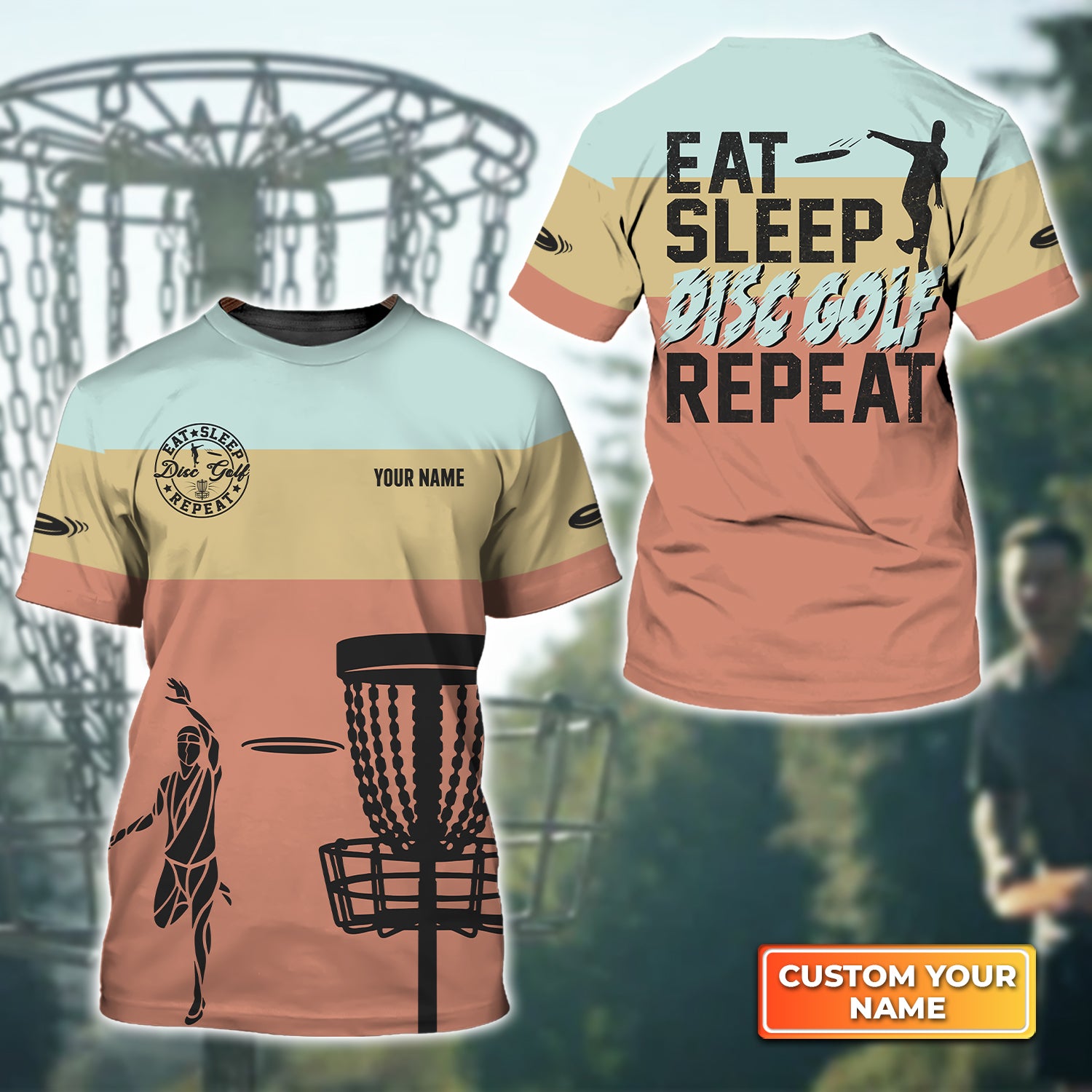 Eat Sleep Disc Golf Repeat Personalized Name 3D Tshirt QB95 Gift Disc Golf Players