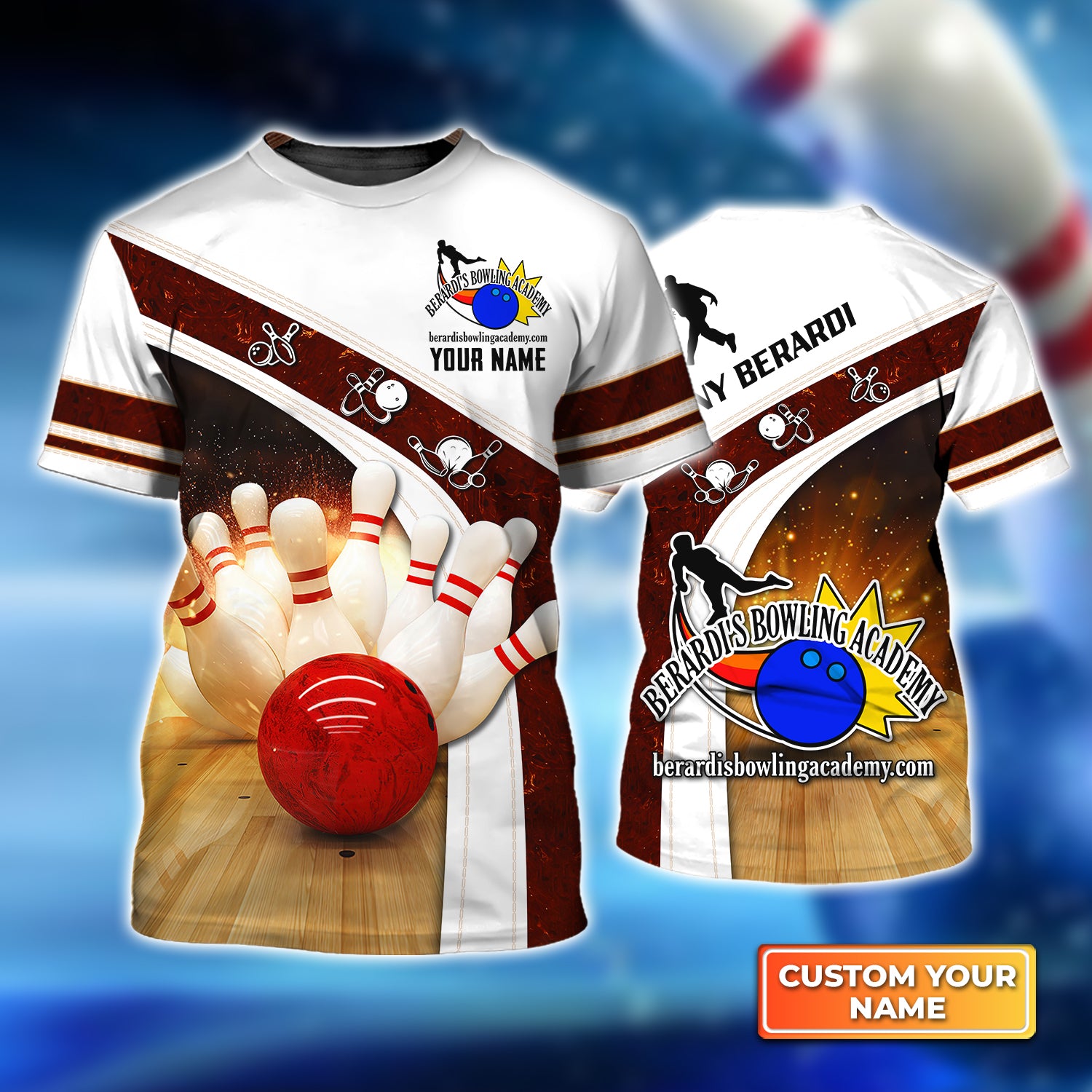 Berardi's Bowling Academy Personalized Name 3D Tshirt QB95 Gift For Bowler