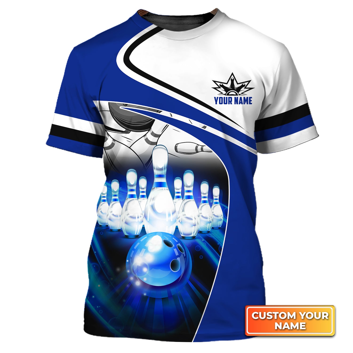 Blue Bowl, There Is No Crying In Bowling Just Lots Of Swearing Personalized Name 3D Tshirt QB95 Gift For Bowler