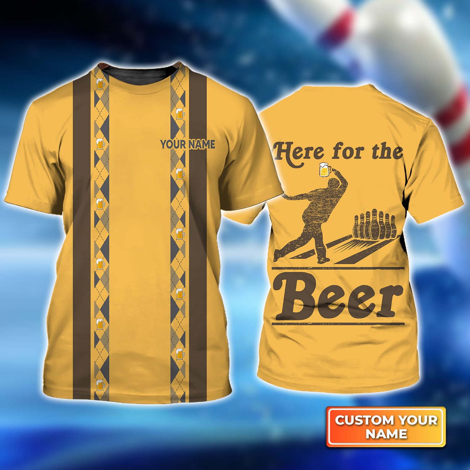 Bowling Here For The Beer Personalized Name 3D Tshirt QB95