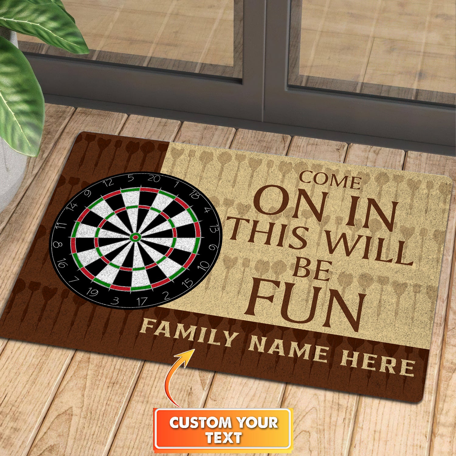 Come On In This Win Be Fun Personalized Doormat Gift For Darts Player