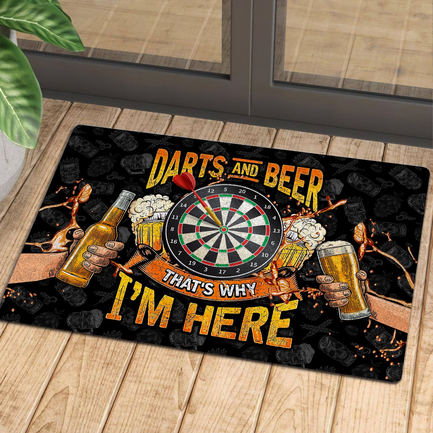 Darts And Beer That's Why I'm Here Doormat Gift For Darts Player