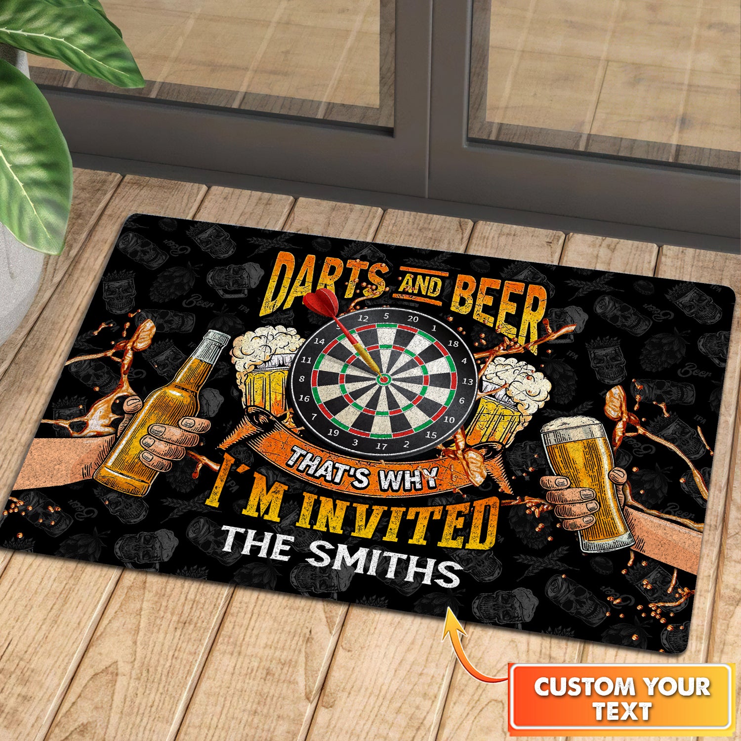 Darts And Beer That's Why I'm Invited Personalized Doormat Gift For Darts Player