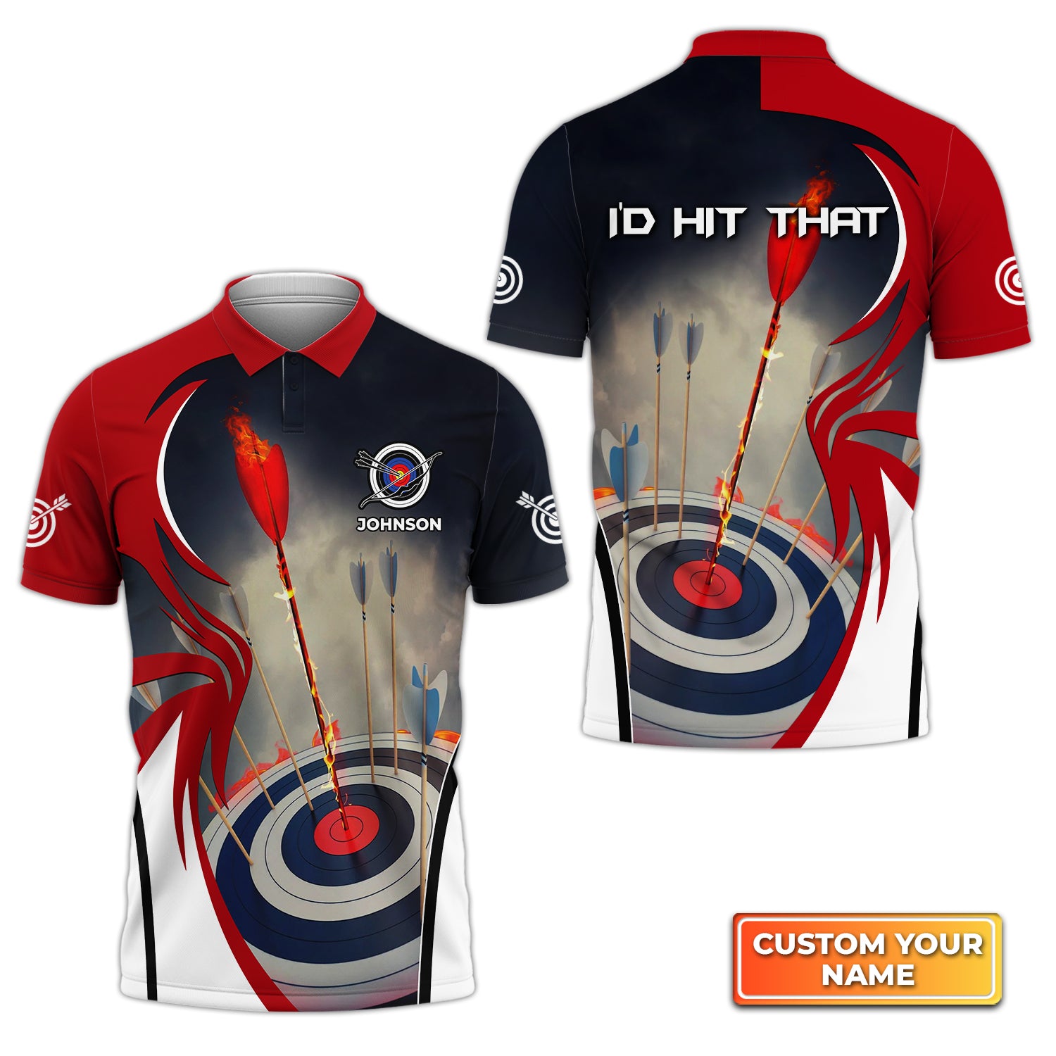 I'd Hit That Archery Target On Fire Personalized Name 3D Polo Shirt QB95 Gift For Archer