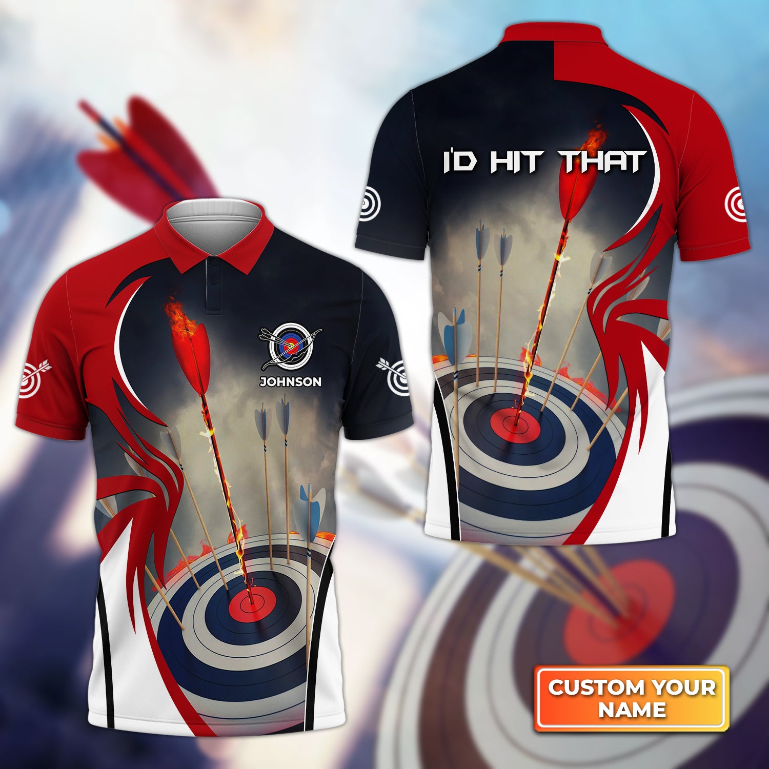 I'd Hit That Archery Target On Fire Personalized Name 3D Polo Shirt QB95 Gift For Archer